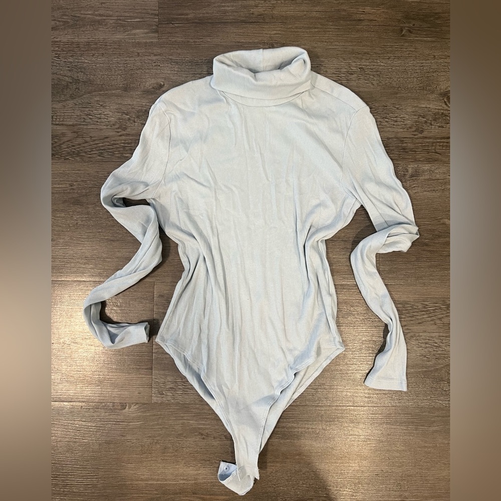 Baby blue turtleneck bodysuit